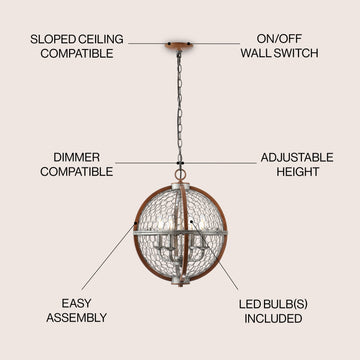 Gaines 16" Adjustable Iron Rustic Industrial LED Pendant - JONATHAN Y